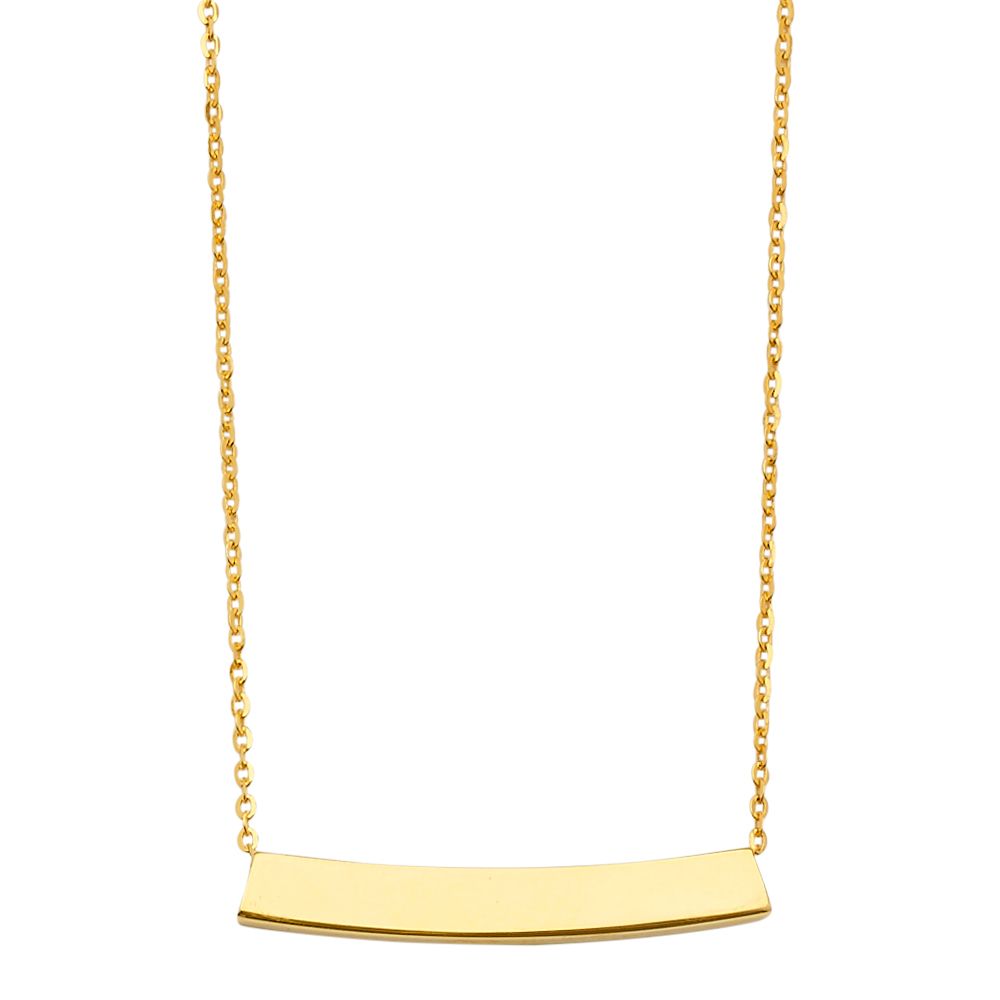 Gold Moving ID Bar Chain Necklace Model-NK0321 - Charlie & Co. Jewelry