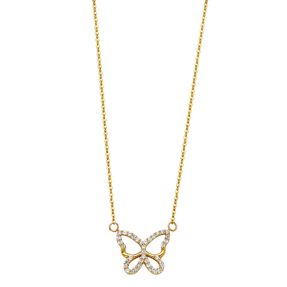 Gold Butterfly Charm Necklace Model-NK0106 - Charlie & Co. Jewelry