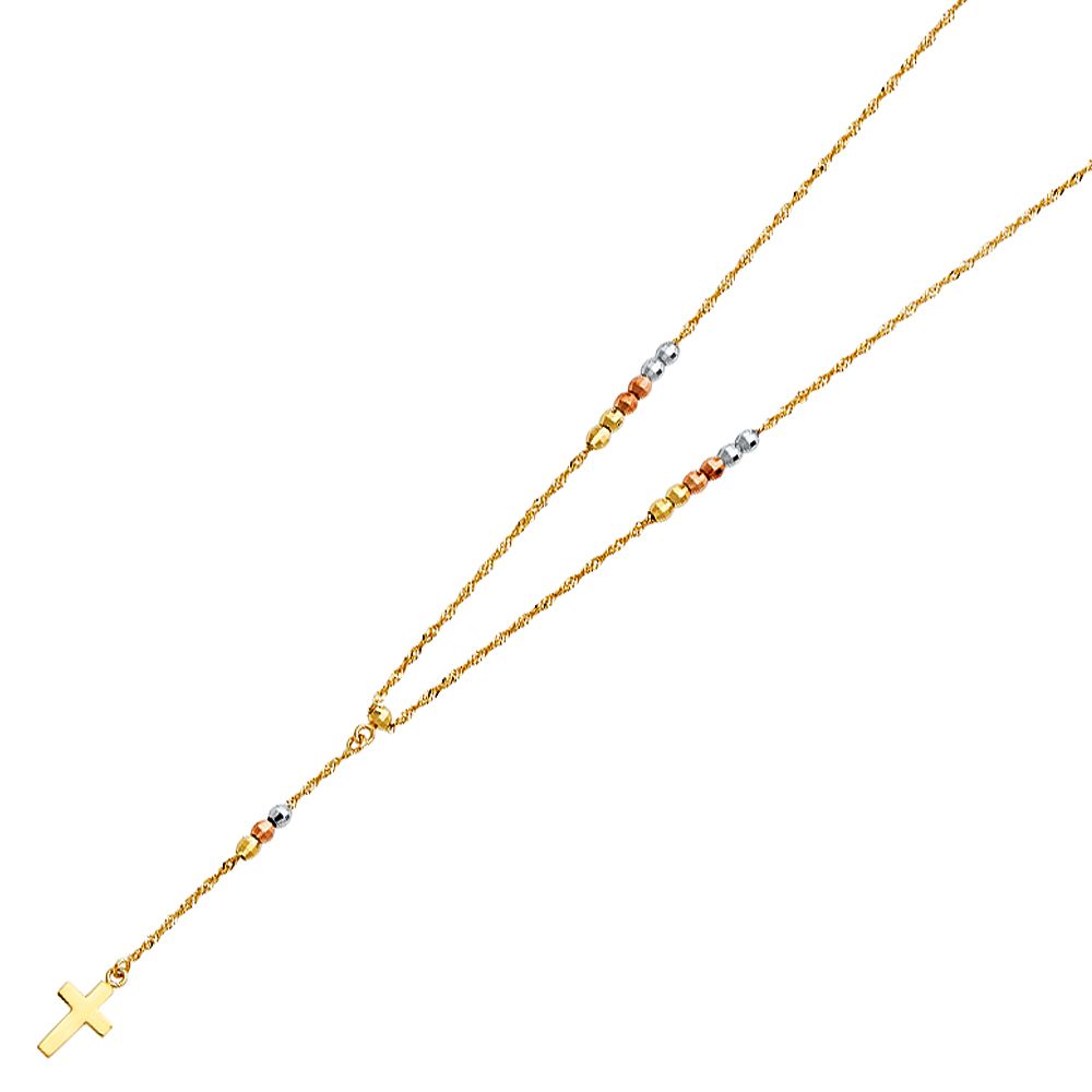 Gold Rosary Cross Necklace Model-NK0199 - Charlie & Co. Jewelry