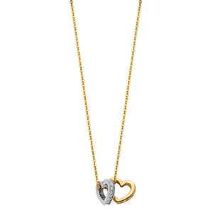 Gold Hanging Hearts Charm Necklace Model-NK0219 - Charlie & Co. Jewelry
