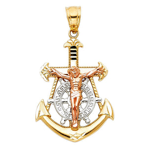 Gold Mariner Crucifix Anchor Pendant Model-0112 - Charlie & Co. Jewelry