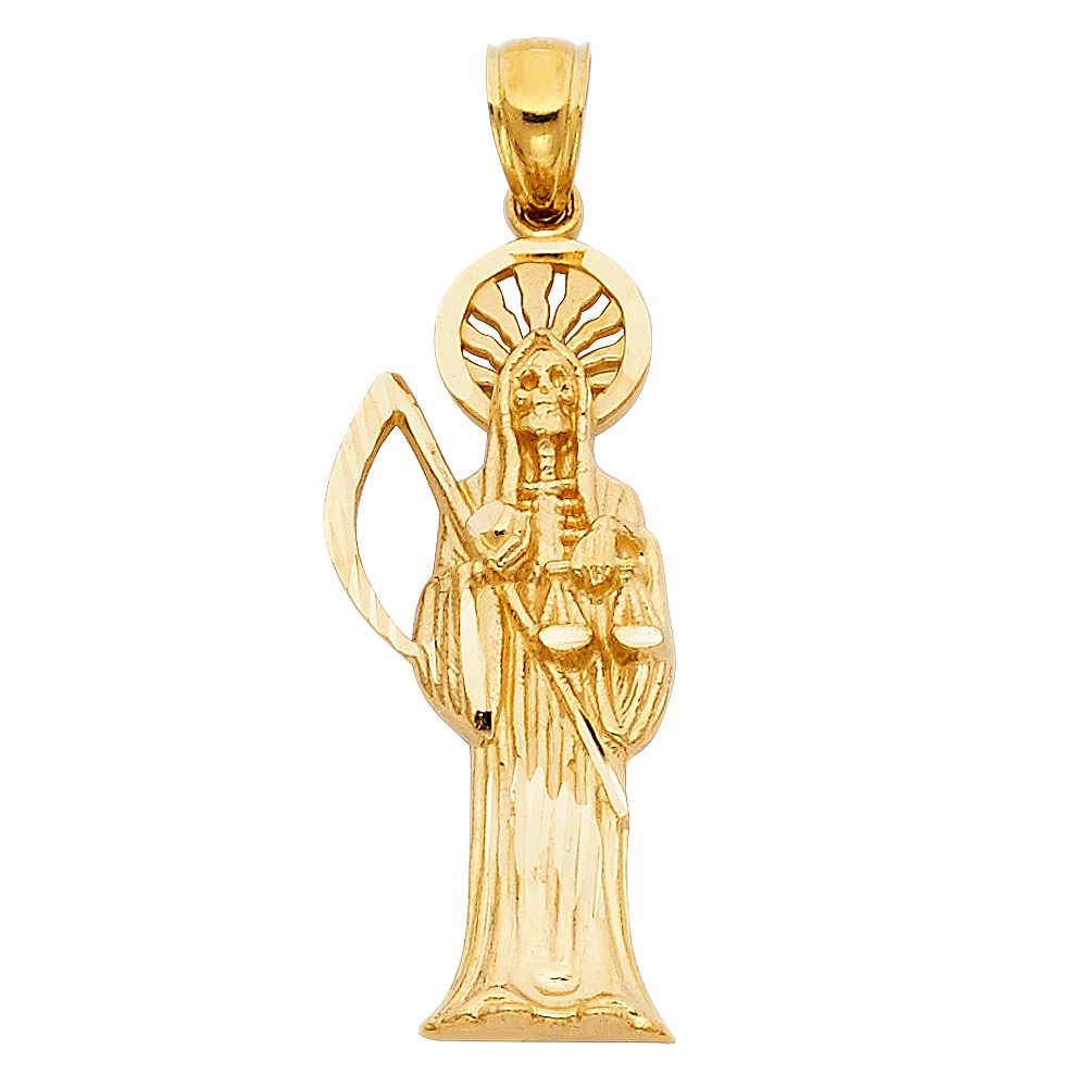 Gold Religious Santa Muerte/Devil Pendant Model-1158 - Charlie & Co. Jewelry
