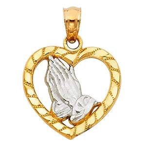 Gold Praying Hand Pendant Model-1483 - Charlie & Co. Jewelry