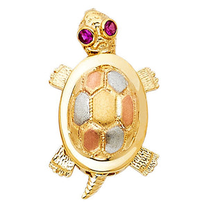 Gold 3 Colors Turtle Pendant Model-1544 - Charlie & Co. Jewelry