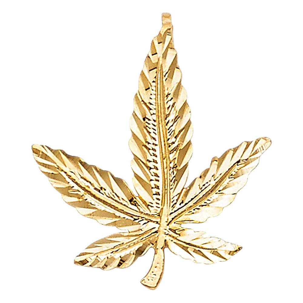 Gold Marijuana Leaf Pendant Model-1567 - Charlie & Co. Jewelry