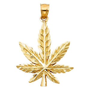 Gold Marijuana Leaf Pendant Model-1569 - Charlie & Co. Jewelry