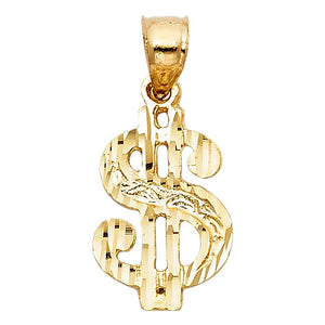 Gold Dollar Sign Pendant Model-1574 - Charlie & Co. Jewelry
