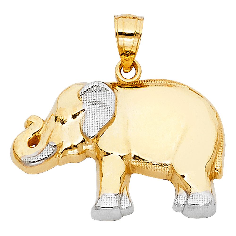 Gold 2 Colors Elephant Pendant Model-1625 - Charlie & Co. Jewelry