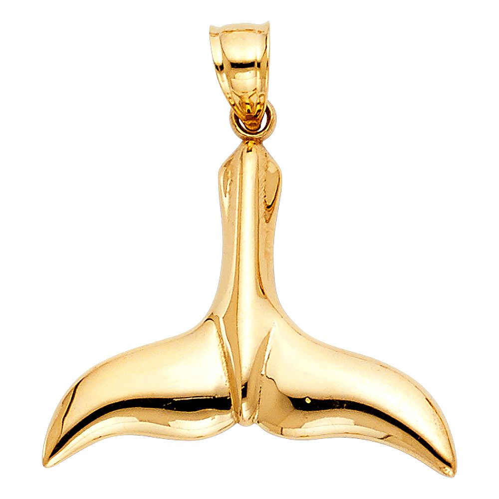 Gold Tail of Dolphin Pendant Model-1690 - Charlie & Co. Jewelry