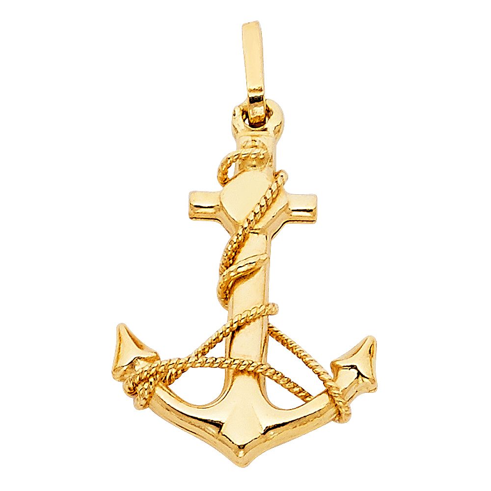Gold Anchor Pendant Model-PT1705 - Charlie & Co. Jewelry