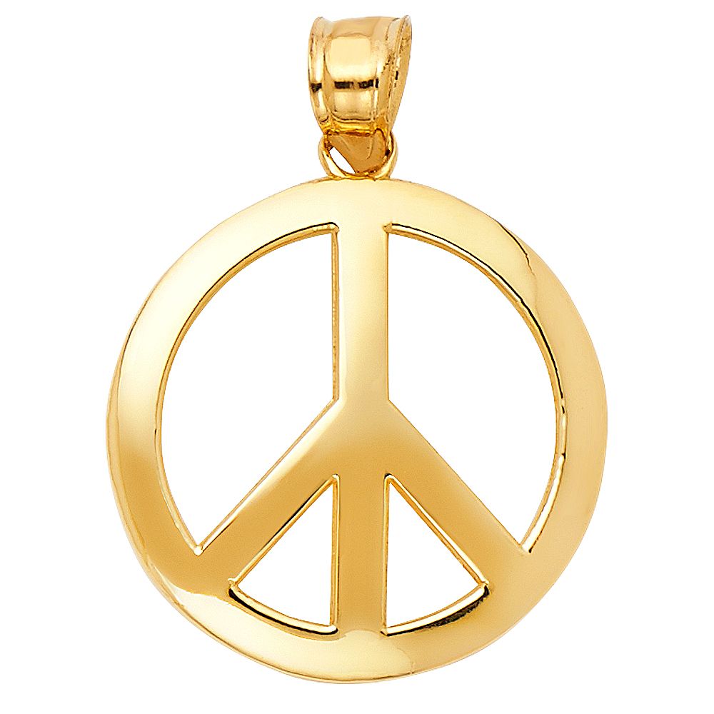 Gold Peace Sign Pendant Model-1736 - Charlie & Co. Jewelry