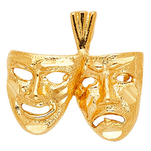 Gold Comedy Tragedy Mask Pendant Model-1799 - Charlie & Co. Jewelry