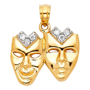 Gold CZ Stones Mask Heart Pendant Model-1800 - Charlie & Co. Jewelry