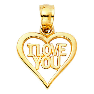 Gold I Love You Heart Pendant Model-PT1824 - Charlie & Co. Jewelry