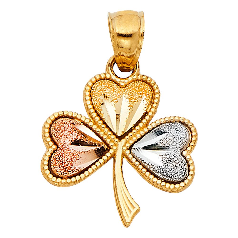 Gold 3 Colors Heart Clover Pendant Model-1933 - Charlie & Co. Jewelry