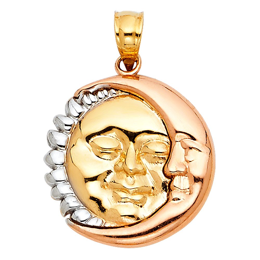 Gold 3 Colors Sun And Moon Pendant Model-1935 - Charlie & Co. Jewelry