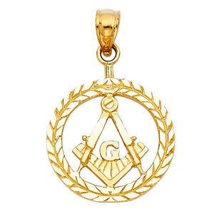 Gold Freemason Masonic Pendant Model-1963 - Charlie & Co. Jewelry
