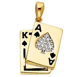 Gold CZ Spade A and K Pendant Model-1973 - Charlie & Co. Jewelry