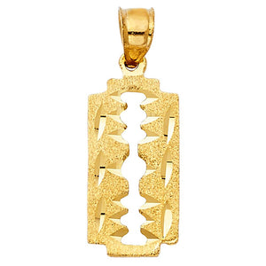 Gold Razor Blade Pendant Model-1986 - Charlie & Co. Jewelry