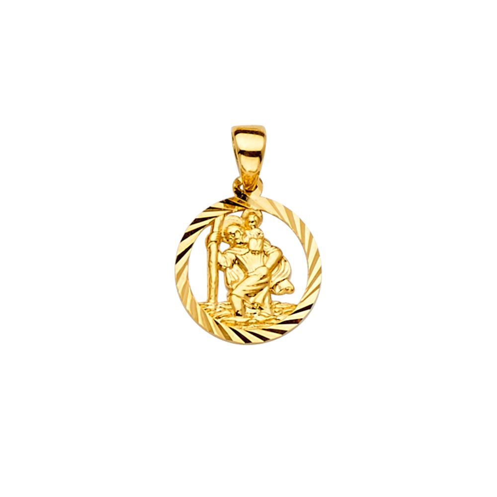 Gold St. Christopher Religious Pendant Model-PT2269 - Charlie & Co. Jewelry