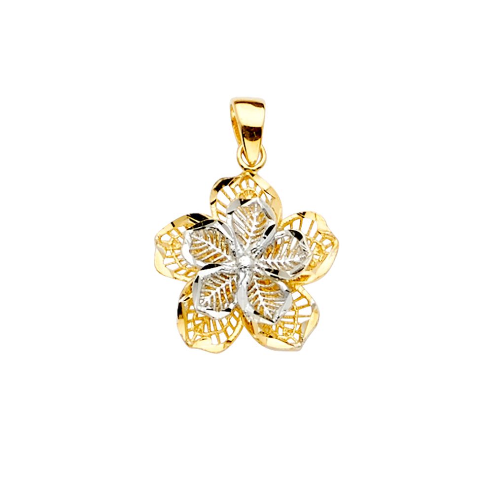 Gold Filigree Flower Pendant Model-2362 - Charlie & Co. Jewelry