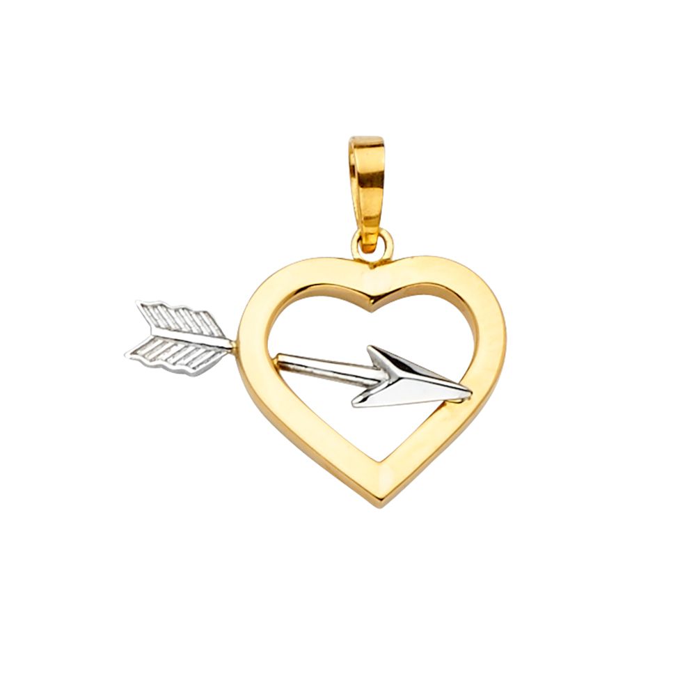 Gold 2 Tone Cupid Arrow Pendant Model-2366 - Charlie & Co. Jewelry