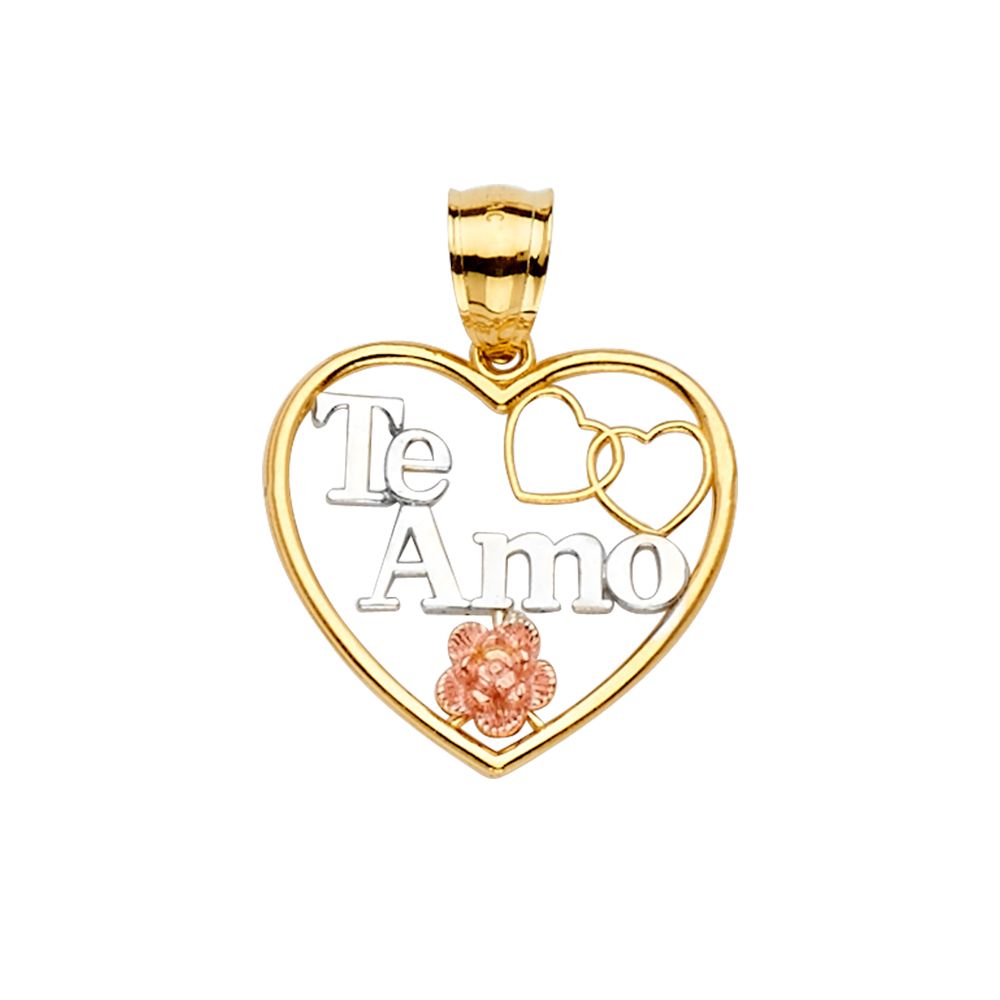 Gold Te Amo Heart 2 Piece Pendant Model-2378 - Charlie & Co. Jewelry