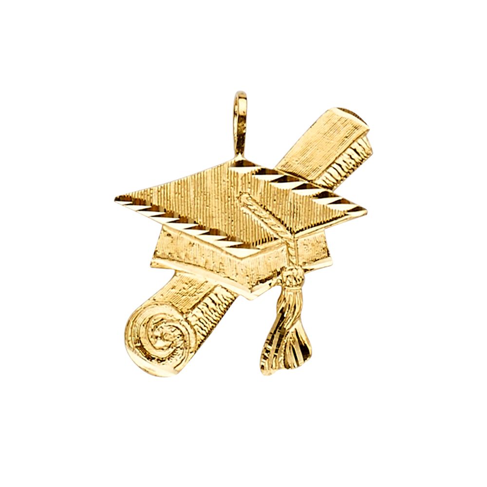 Gold Graduation Hat Pendant Model-2408 - Charlie & Co. Jewelry