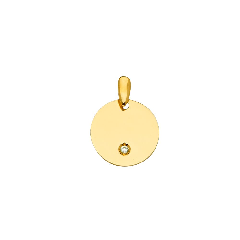 14K Gold Engravable Plate Round Pendant Model-2417 - Charlie & Co. Jewelry