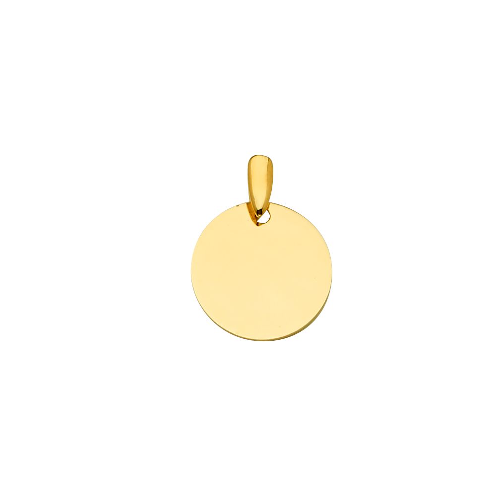 14K Gold Engravable Plate Round Pendant Model-2424 - Charlie & Co. Jewelry