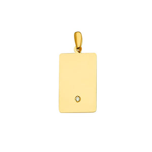 14K Gold Engravable Name Plate Square Pendant Model-2428 - Charlie & Co. Jewelry