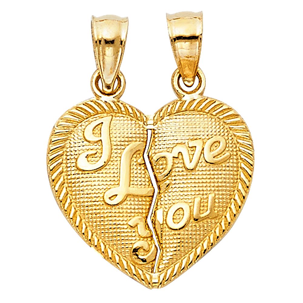 Gold I Love You Two Piece Pendant - Charlie & Co. Jewelry