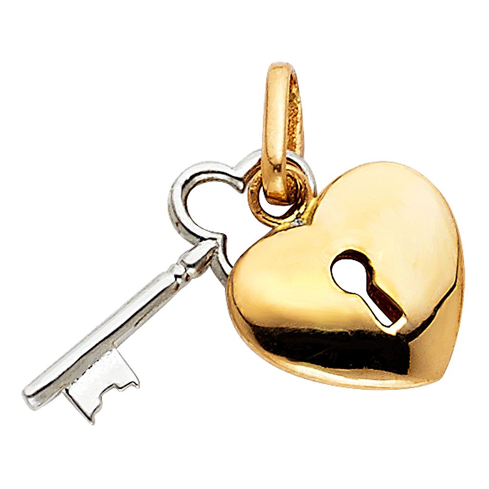 Gold Heart Key Charm Model-451 - Charlie & Co. Jewelry