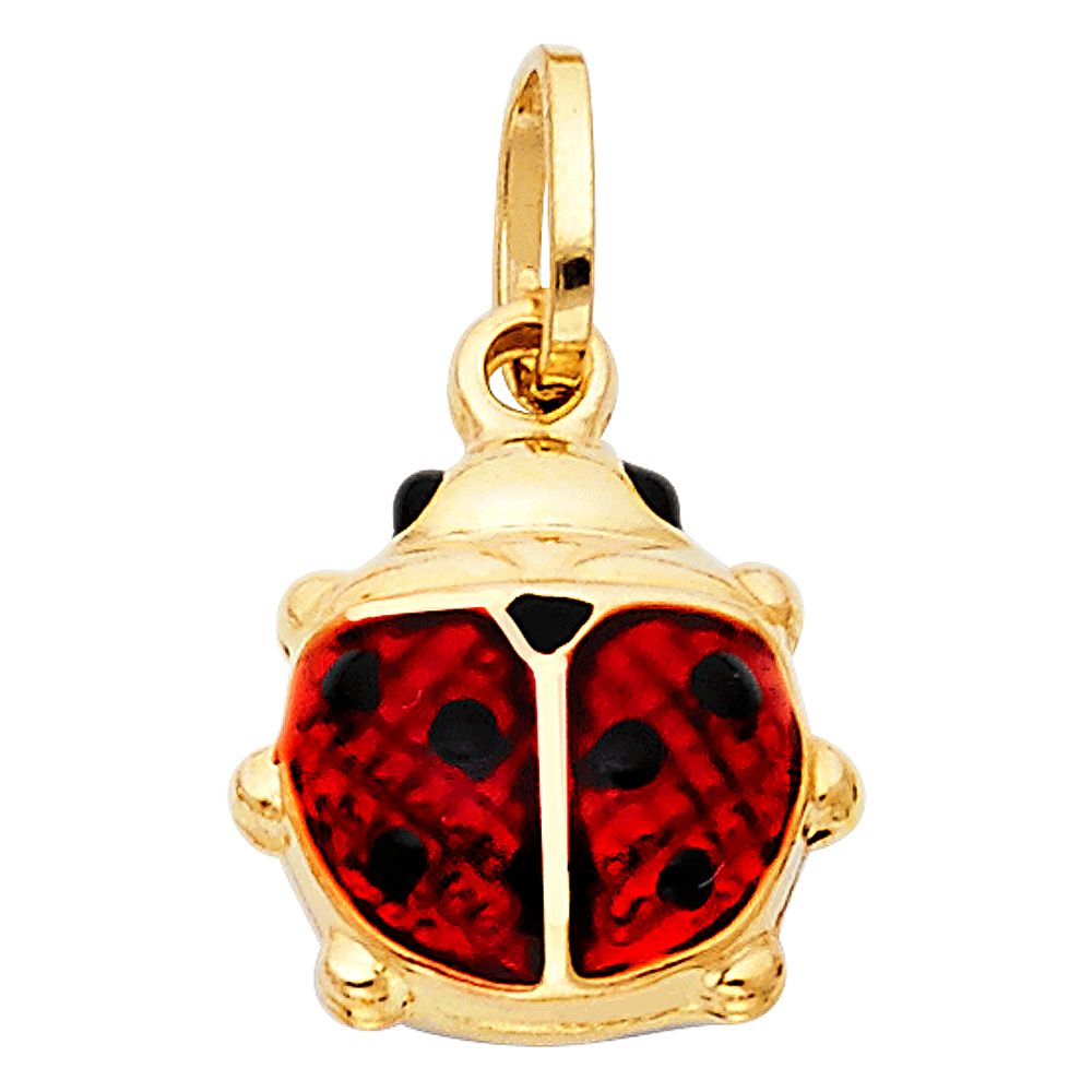 Amazon.com: Million Charms 14k Yellow Gold Enameled Ladybug Necklace:  Clothing, Shoes & Jewelry