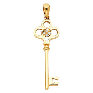 Gold Key CZ Pendant Model-554 - Charlie & Co. Jewelry