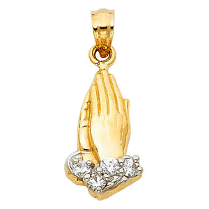 Gold Praying Hand Pendant Model-0088 - Charlie & Co. Jewelry