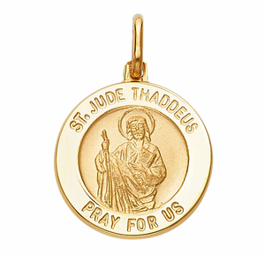 Gold St. Jude Round Medal Pendant Model-0279 - Charlie & Co. Jewelry
