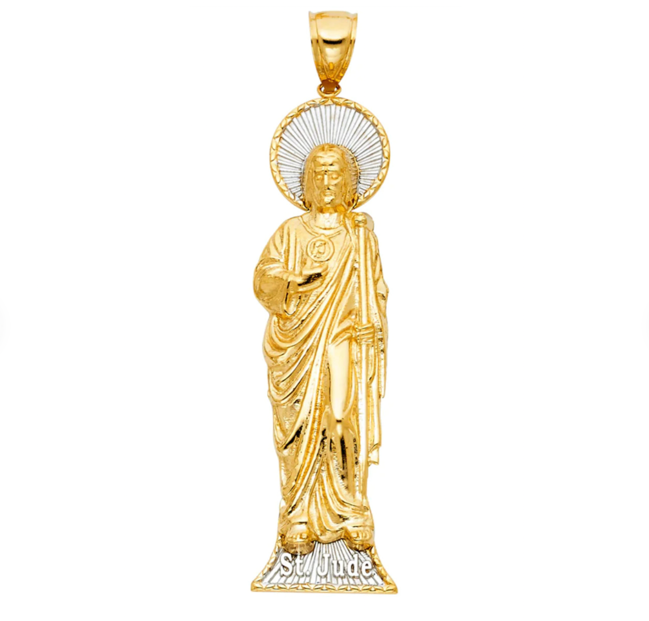 Gold St. Jude Thaddeus Standing Pendant Model-1145 - Charlie & Co. Jewelry