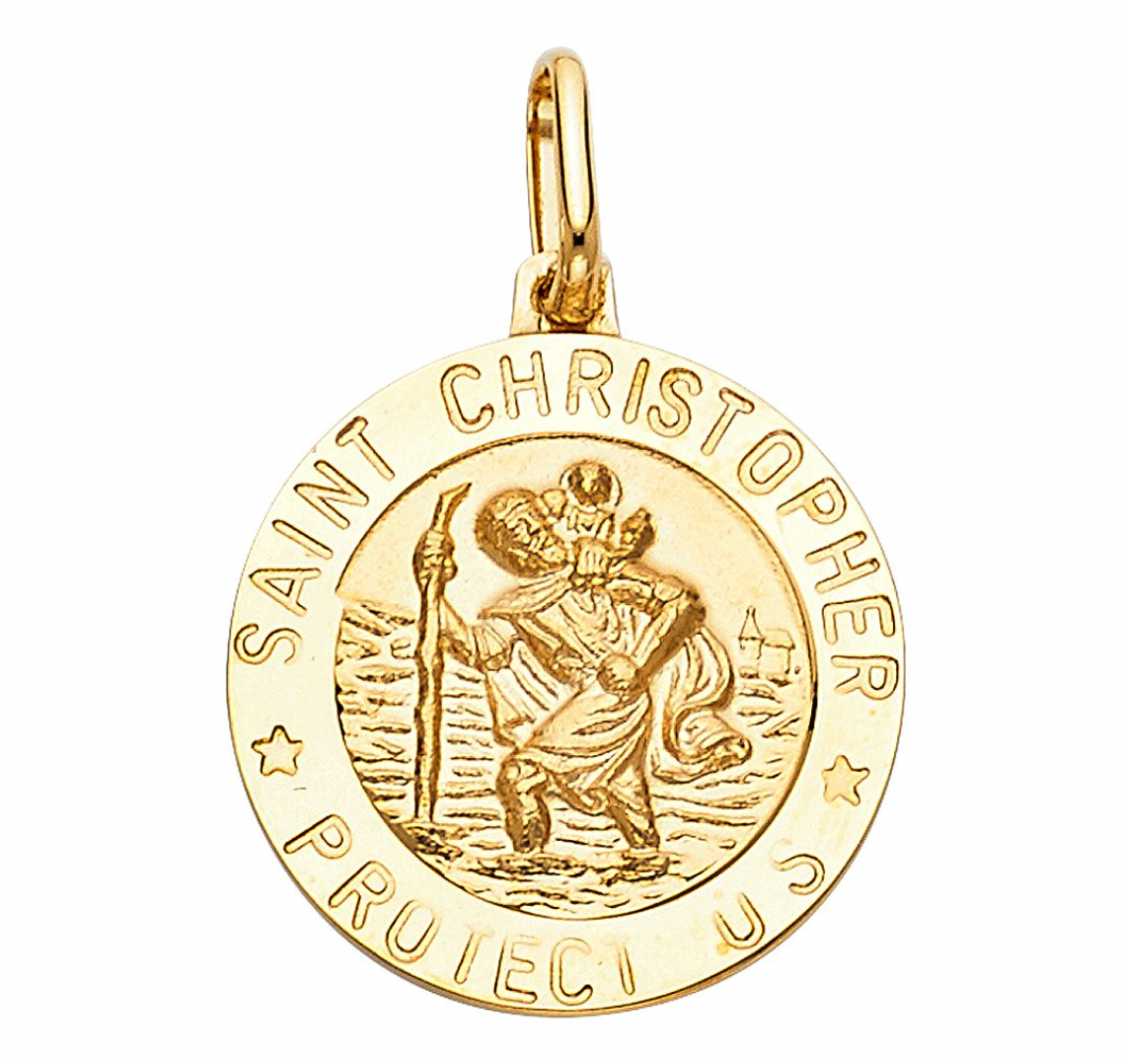 Gold St. Christopher Medal Pendant Model-0266 - Charlie & Co. Jewelry