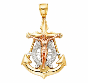 Gold Mariner Religious Crucifix Pendant Model-1207 - Charlie & Co. Jewelry