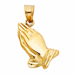 Gold Praying Hand Pendant Model-1482 - Charlie & Co. Jewelry