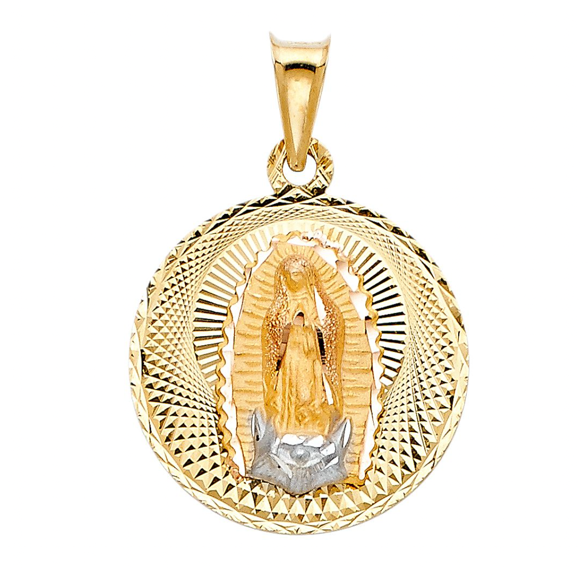 Gold Virgin Mary Stamp Religious Pendant Model-297 - Charlie & Co. Jewelry