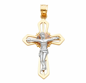 Gold Three-Tones Jesus Crucifix Cross Pendant Model-26 - Charlie & Co. Jewelry