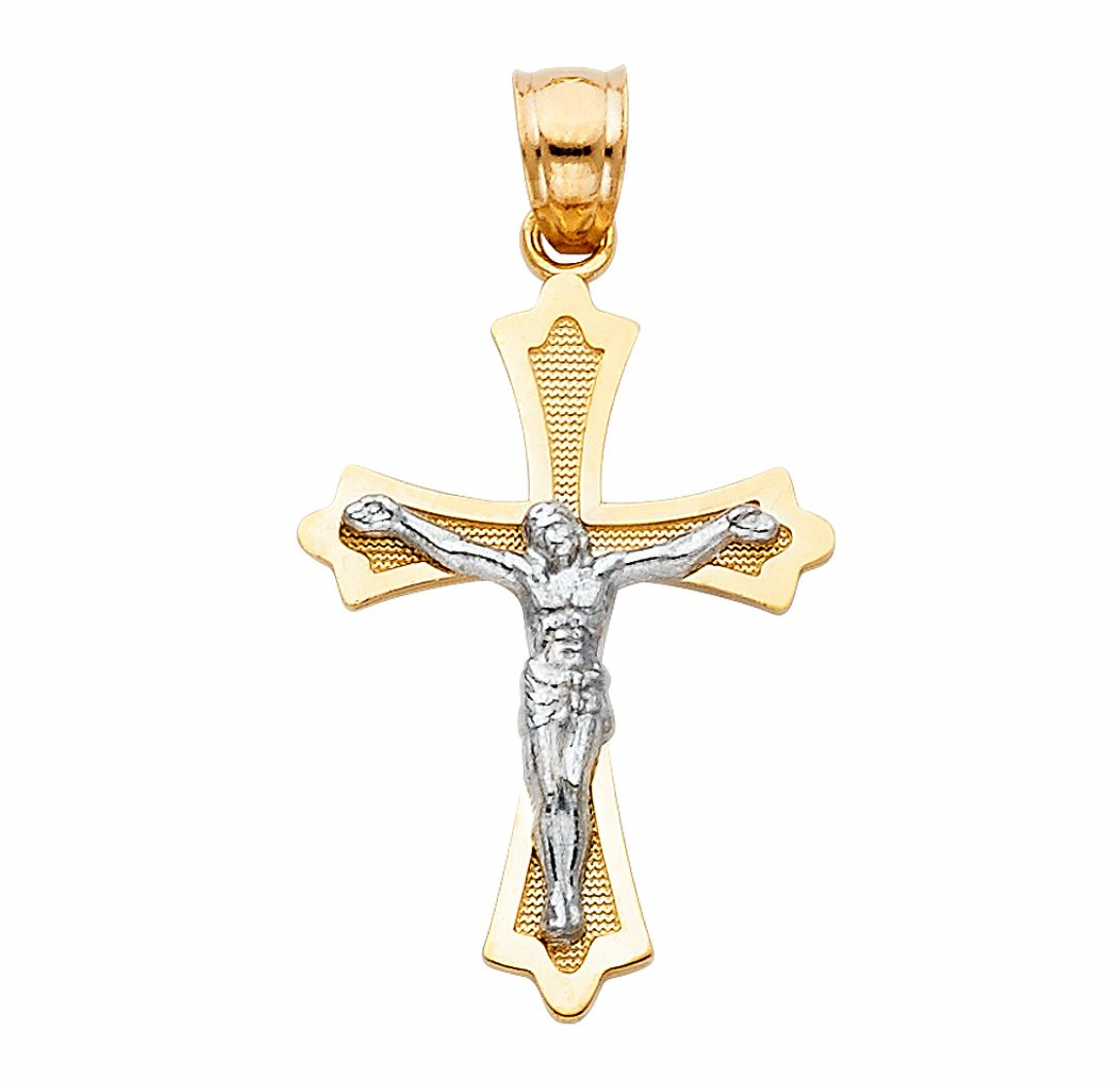 Gold Two-Tones Jesus Crucifix Cross Religious Pendant Model-39 - Charlie & Co. Jewelry