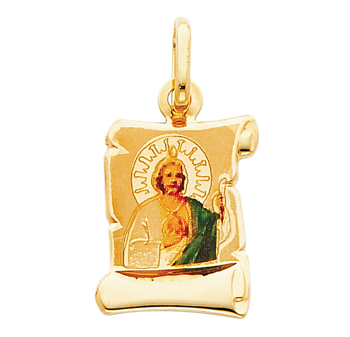 Gold St. Jude Enamel Plate Pendant Model-0169 - Charlie & Co. Jewelry