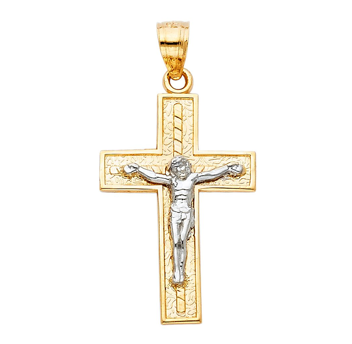 Gold Crucifix Cross Diamond Cut Pendant Model-0058 - Charlie & Co. Jewelry