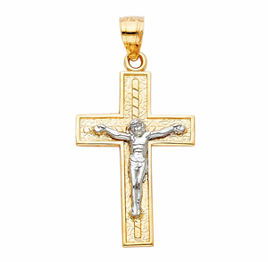 Gold Crucifix Cross Diamond Cut Pendant Model-0058 - Charlie & Co. Jewelry