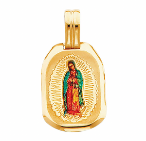 Gold Guadalupe Enamel Religious Pendant Model-0145 - Charlie & Co. Jewelry