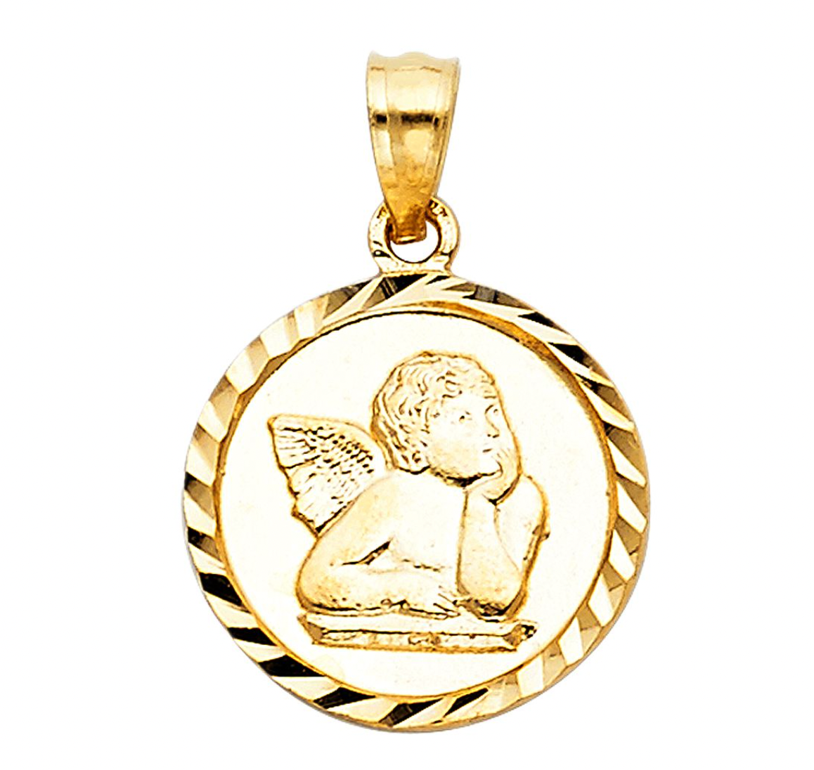 Gold Religious Angel Pendant Model-1493 - Charlie & Co. Jewelry