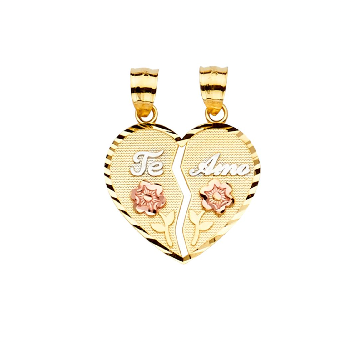 Gold Te Amo Heart Pendant Model-2375 - Charlie & Co. Jewelry